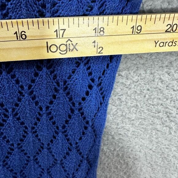 Tommy Bahama sweater womens XS blue open knit linen blend long sleeve pullover - Picture 4 of 6